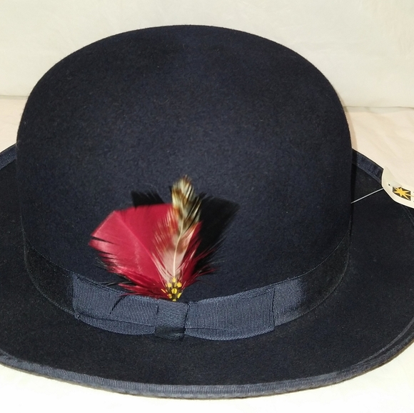 Vintage BAILEY 100% Wool Navy Blue Derby Hat SZ Small MADE IN USA - Picture 1 of 11